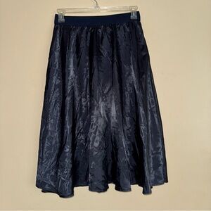 Tia Dorraine Navy Blue Maxi Satin Flare Skirt Size M NWT!